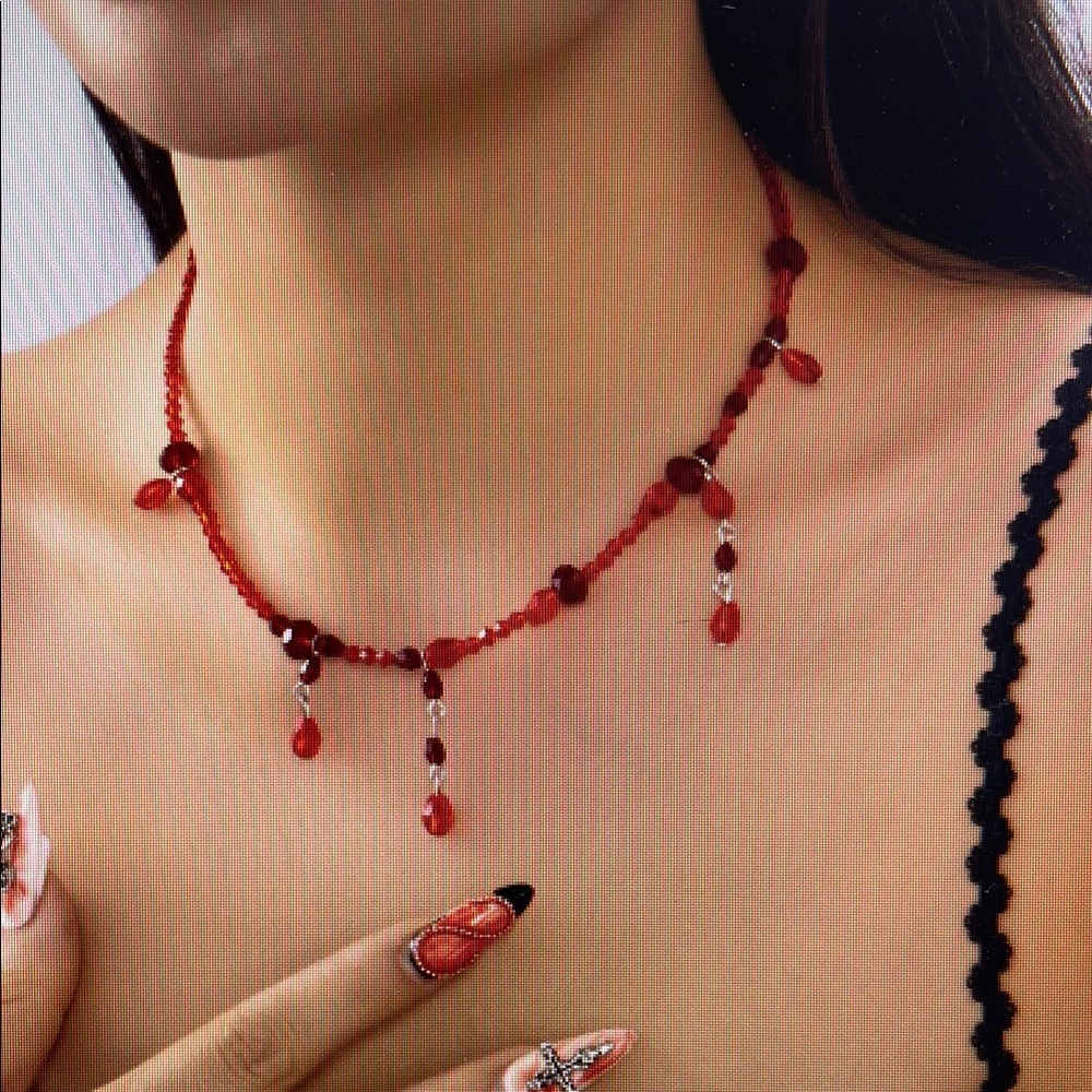 Chic Red Beaded Necklace